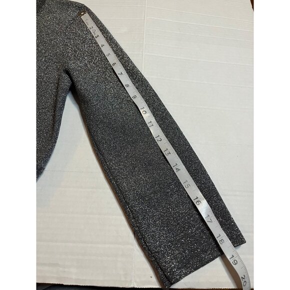 Spense Womens silk blend S 3/4 sleeve  silver Metallic Cropped sweater Jacket - Picture 8 of 9